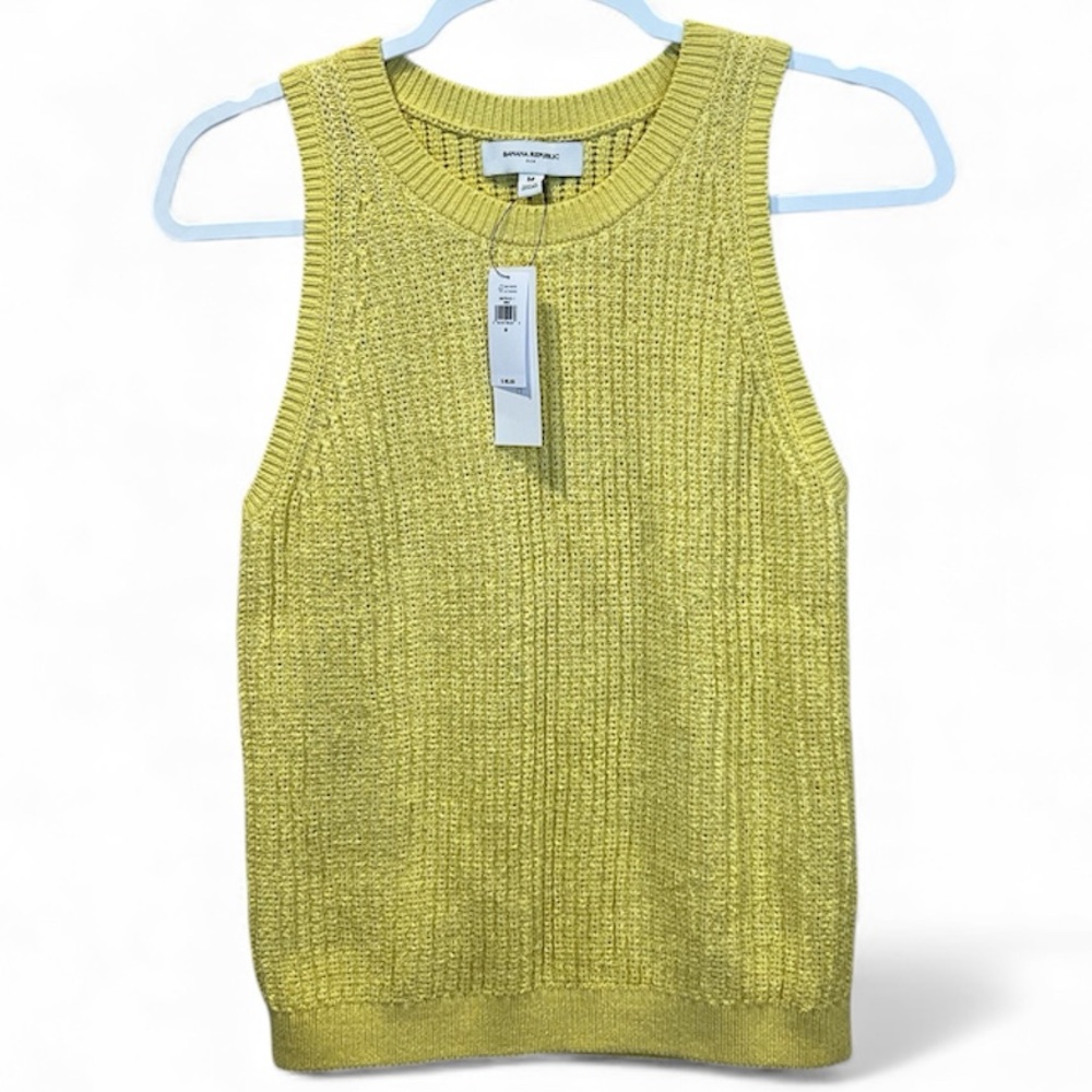 ✨ Banana Republic Yellow Knit Sweater Tank – NWT – Size M ✨